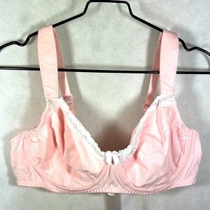 Curve Muse Pink Underwire With Lace Detail Cotton Bra Size 44B NWT